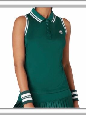 The Wimbledon Shop Tennis Core Performance Sleeveless Polo Size Small Green